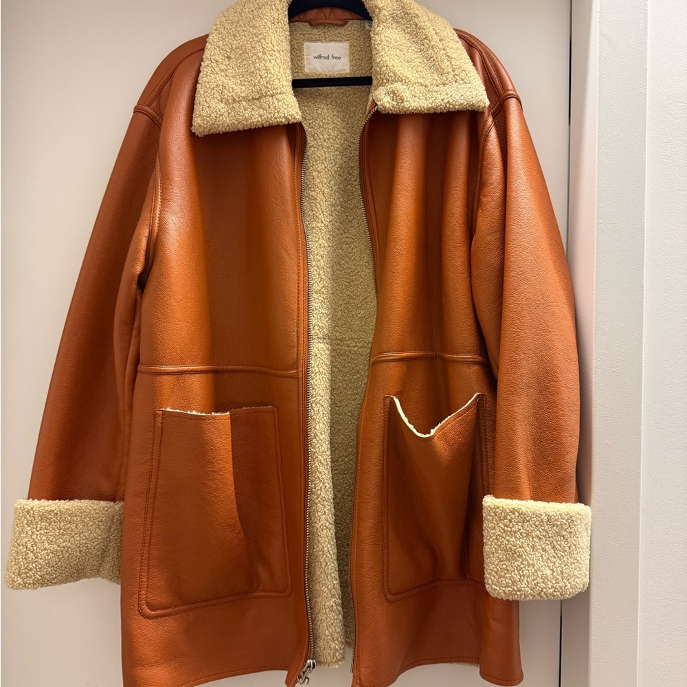 Aritzia Wilfred Vegan leather shearling jacket